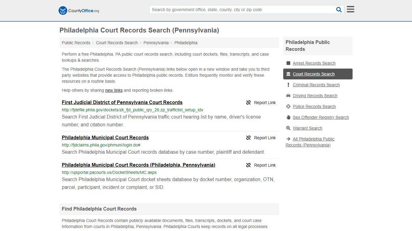 Court Records Search - Philadelphia, PA (Adoptions, Criminal, Child ...